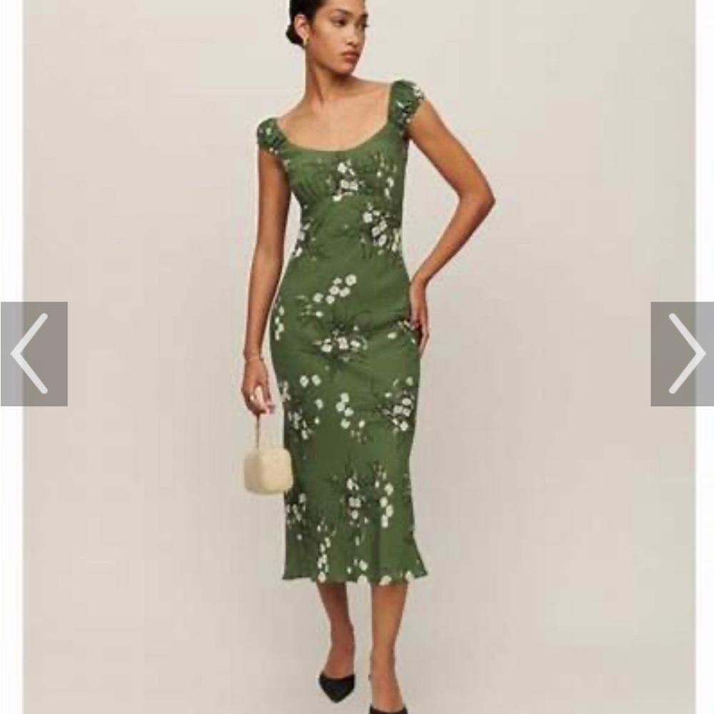 Green floral reformation dress